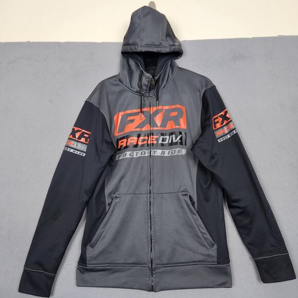 FXR Other - FXR Hoodie Mens Large Gray Black Full Zip Race Div Factory Ride Sweatshirt